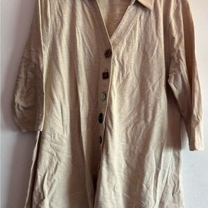 Soft Surroundings Light Tan Collared Top